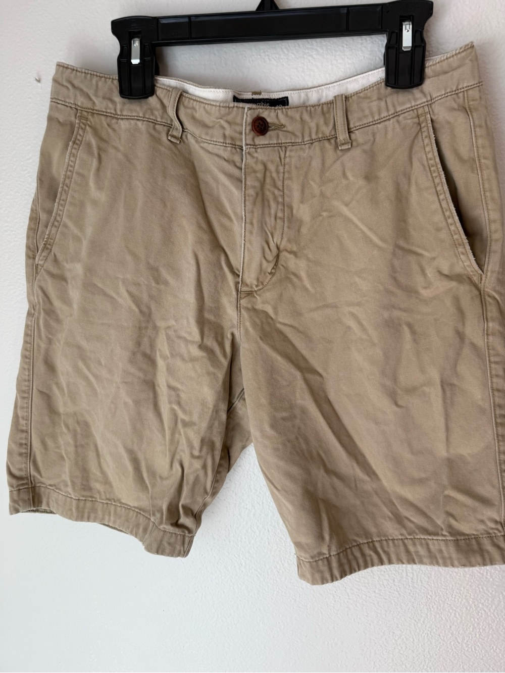 Abercrombie & Fitch Khaki Flat-Front Cotton Shorts